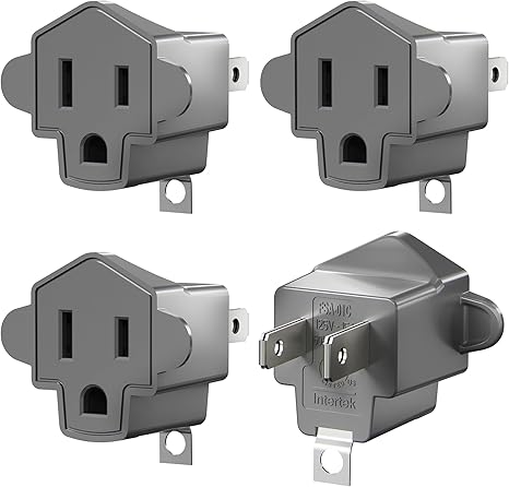 3-Outlet Extender, Fosmon 90 Degree Plug Outlet Adapter, Right Angle Power Plug Adapter 3 Prong, 3 Way Power Splitter Cube Tap, Cruise Essentials, for Home, Dorm, or Travel, Grounded, ETL Listed-3PACK