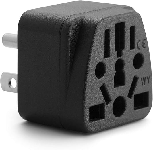 US Travel Plug Adapter, EU,AU,UK,NZ,CN,in to USA (Type B), Grounded 3 Prong USA Wall Plug, EU to US Travel Adaptor Pin Converter, Power Outlet Charger (1-Pack)