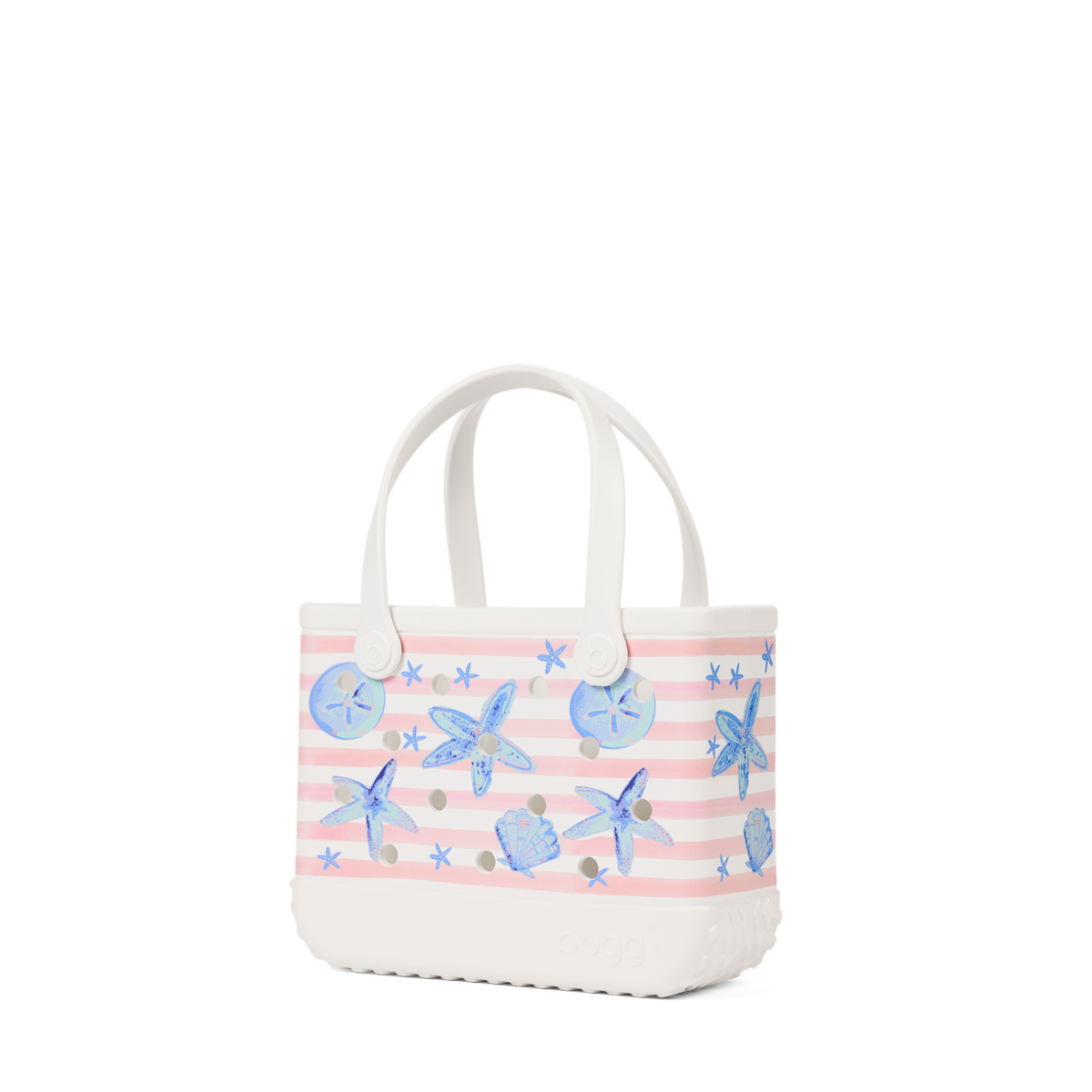 Bitty Bogg Bag - Pink Stripes & Blue Shells
