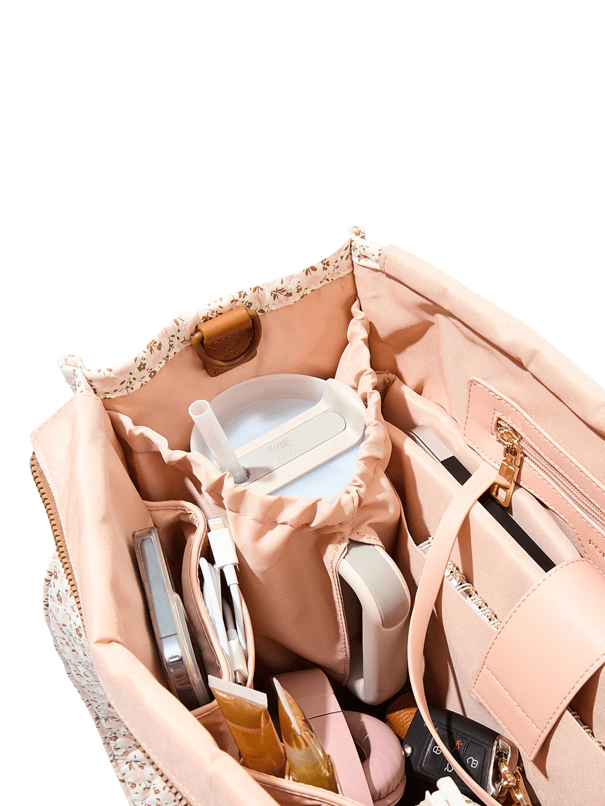 On The Go Tote Brown Floral