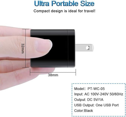 Wall Charger Cube,1A/5V Single Port USB Plug 3 Pack Travel Black Charging Block Box Adapter Compatible Phone,Samsung Galaxy S24 S23 A21 A51 A71 S20 S10 S9 S8,A10e,Note20/10,Moto G7 G6,LG Stylo 6/5/4