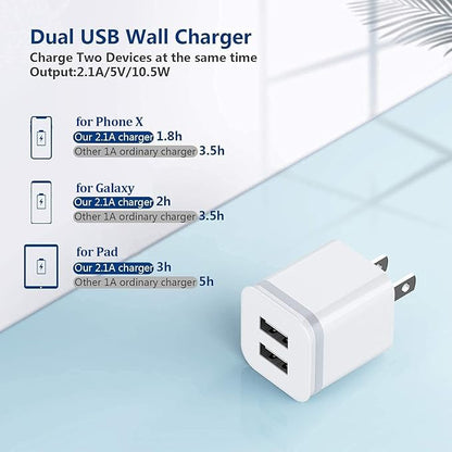 Mini Dual USB Wall Charger | Portable Fast Charging 35x31x30mm