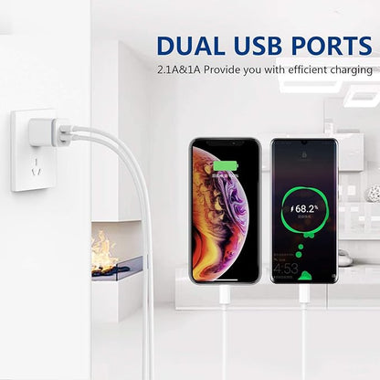 Mini Dual USB Wall Charger | Portable Fast Charging 35x31x30mm