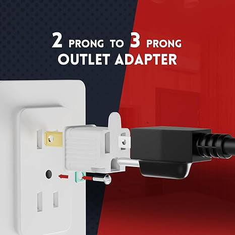 2 Prong to 3 Prong Outlet Adapter, Polarized Grounded Outlet Converter, Wall Outlet Plug for Household, Workshops, ETL Listed, 4-Pack, White