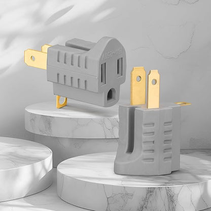 (3 Pack) 3-Prong to 2-Prong Adapter Polarized Grounding Converter 3 Pin to 2 Pin Power for Wall Outlets Plugs, Gray