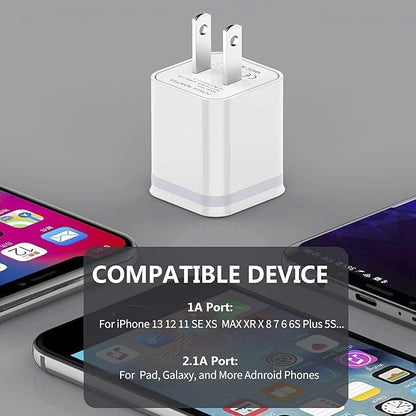 Mini Dual USB Wall Charger | Portable Fast Charging 35x31x30mm