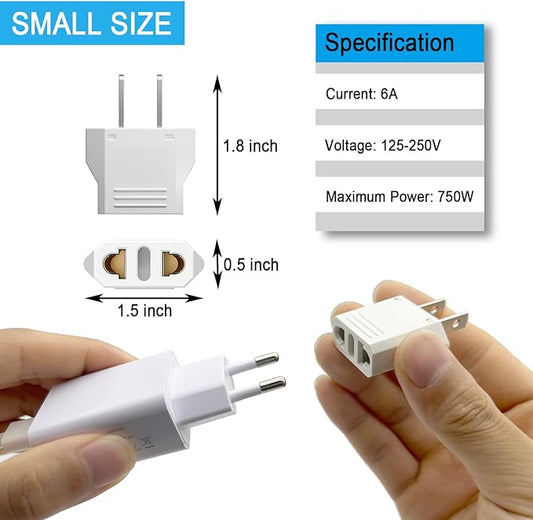 4-Pack 220V to 110V Adapter Plug Converter