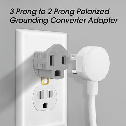 (3 Pack) 3-Prong to 2-Prong Adapter Polarized Grounding Converter 3 Pin to 2 Pin Power for Wall Outlets Plugs, Gray
