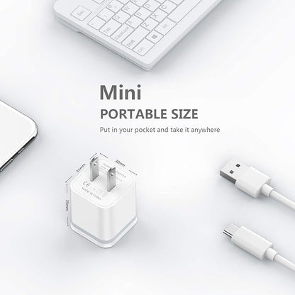 Mini Dual USB Wall Charger | Portable Fast Charging 35x31x30mm