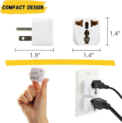 Universal Travel Plug Adapter – Compact Multi-National Outlet Converter (US to Worldwide), 110V–250V Power Compatibility