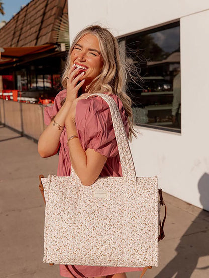 On The Go Tote Brown Floral