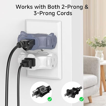 3-Pack 3 Way Plug Adapter 15A 1875W, 3 Prong 3 Outlet Adapter, Power Splitter Plug Outlet, 3 Way Electrical Splitter, Multicolored (White, Gray, Orange)