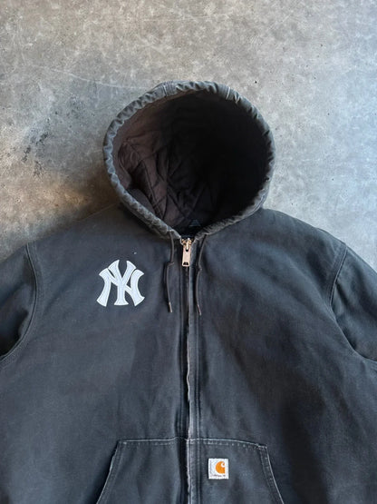 Vintage Faded Black Hooded Yankees Carhartt Jacket