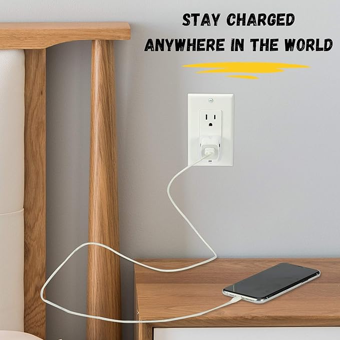 Universal Travel Plug Adapter – Compact Multi-National Outlet Converter (US to Worldwide), 110V–250V Power Compatibility