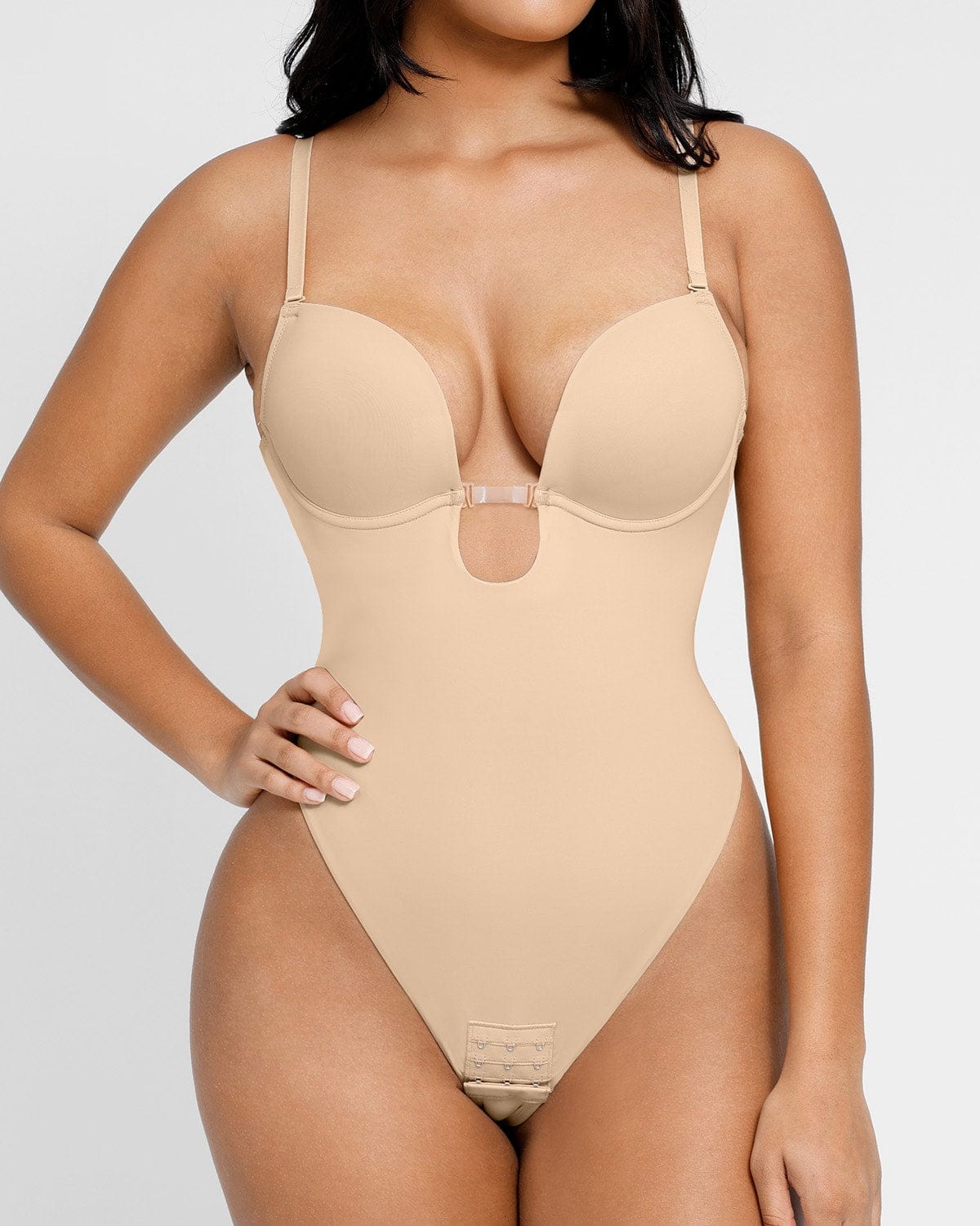 Bare Essentials™ AirSlim® Backless U Plunge Thong Bodysuit