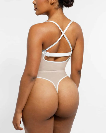 BOOT-YEAH™ MeshSmooth™ Deep Plunge Low-Back Thong Bodysuit