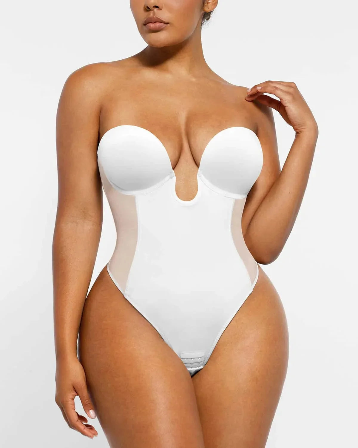 BOOT-YEAH™ MeshSmooth™ Deep Plunge Low-Back Thong Bodysuit