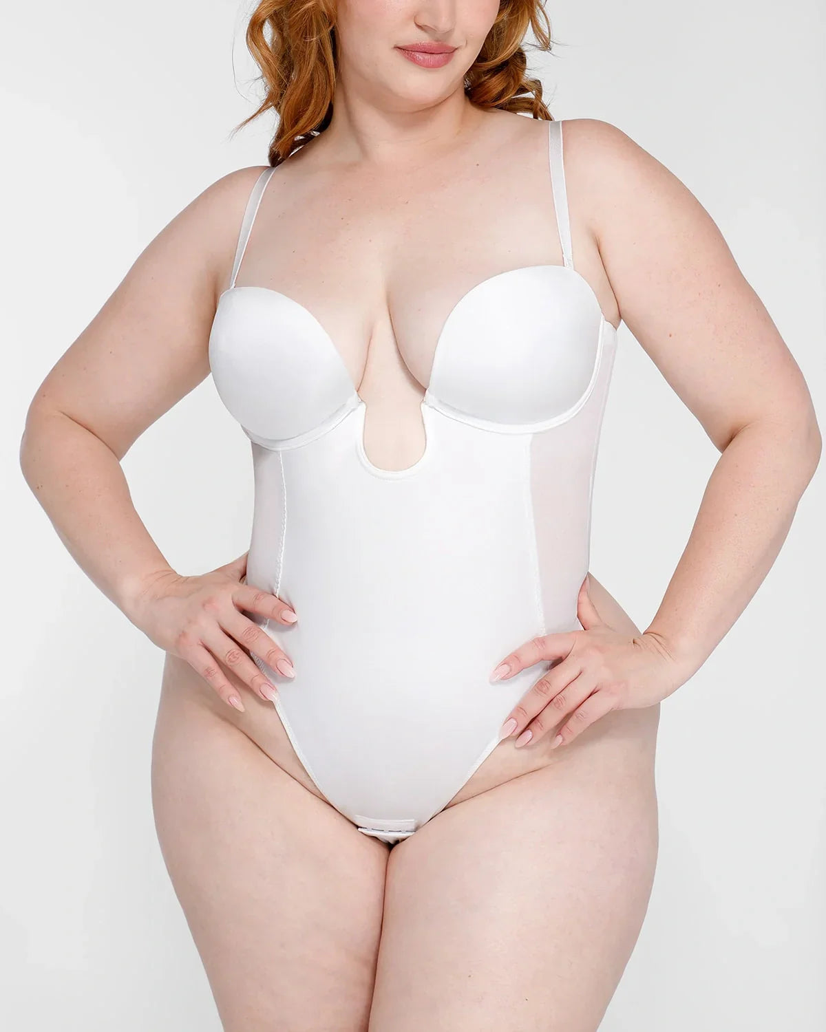 BOOT-YEAH™ MeshSmooth™ Deep Plunge Low-Back Thong Bodysuit