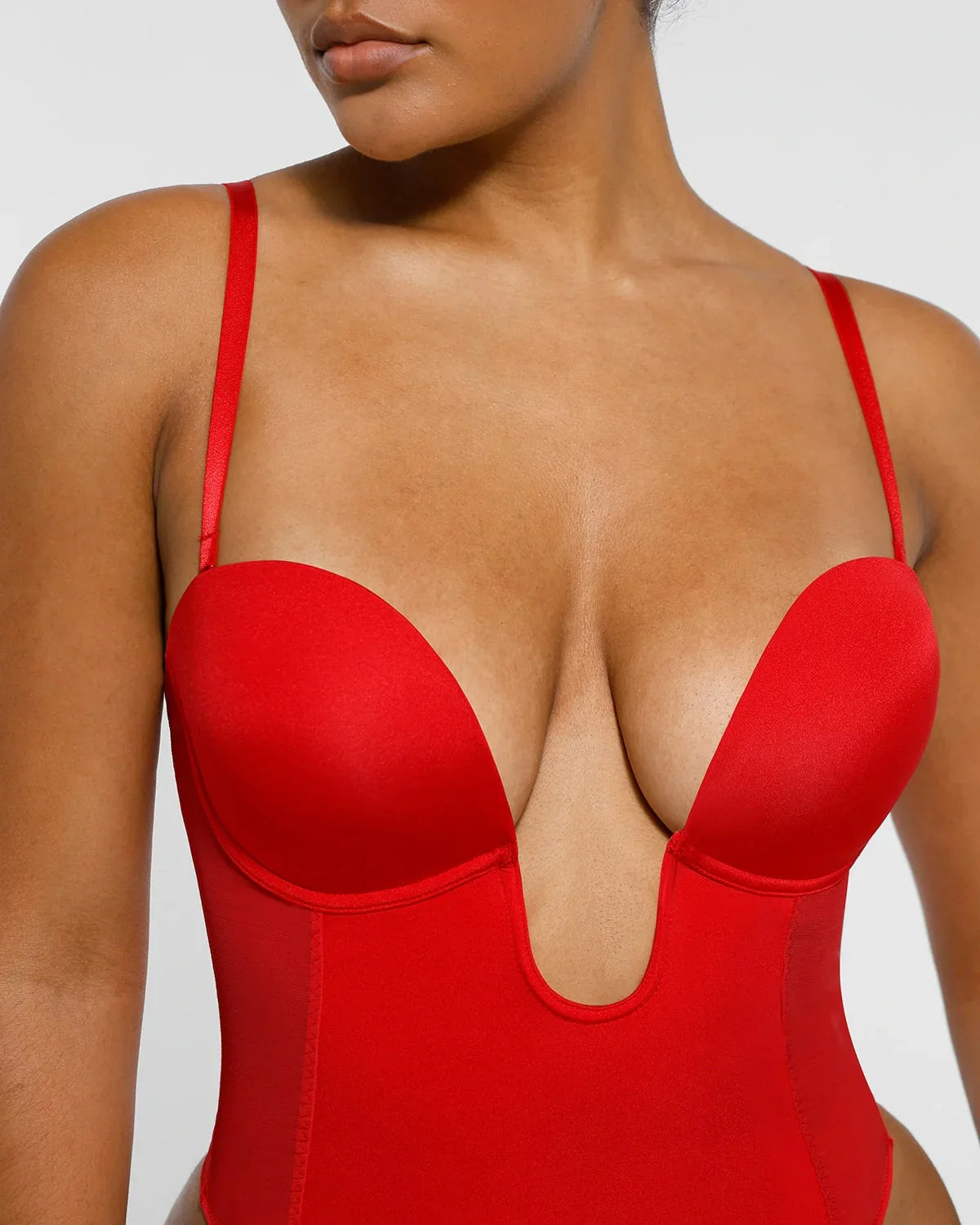 BOOT-YEAH™ MeshSmooth™ Deep Plunge Low-Back Thong Bodysuit