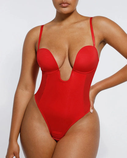 BOOT-YEAH™ MeshSmooth™ Deep Plunge Low-Back Thong Bodysuit