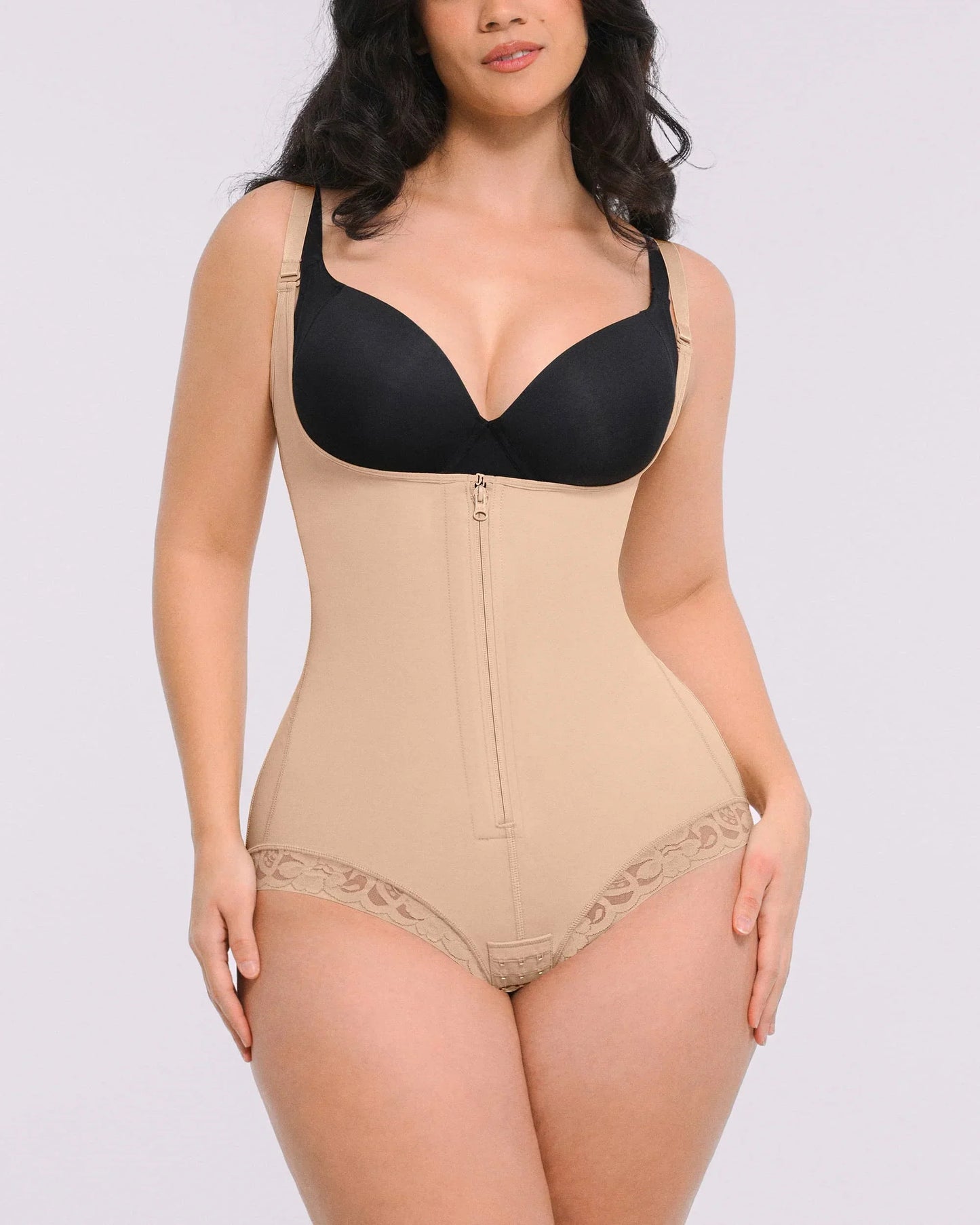 Bare Essentials™ AirSlim® Zipper Front Open Bust Brief Bodysuit
