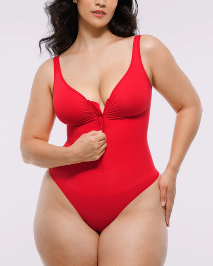 Bare Essentials™ Skin Flow™ Zipper Front Thong Bodysuit