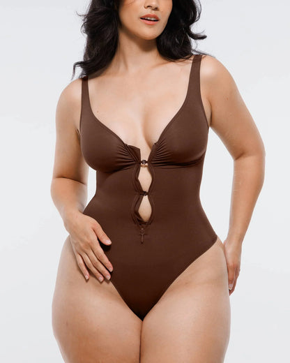 Bare Essentials™ Skin Flow™ Zipper Front Thong Bodysuit