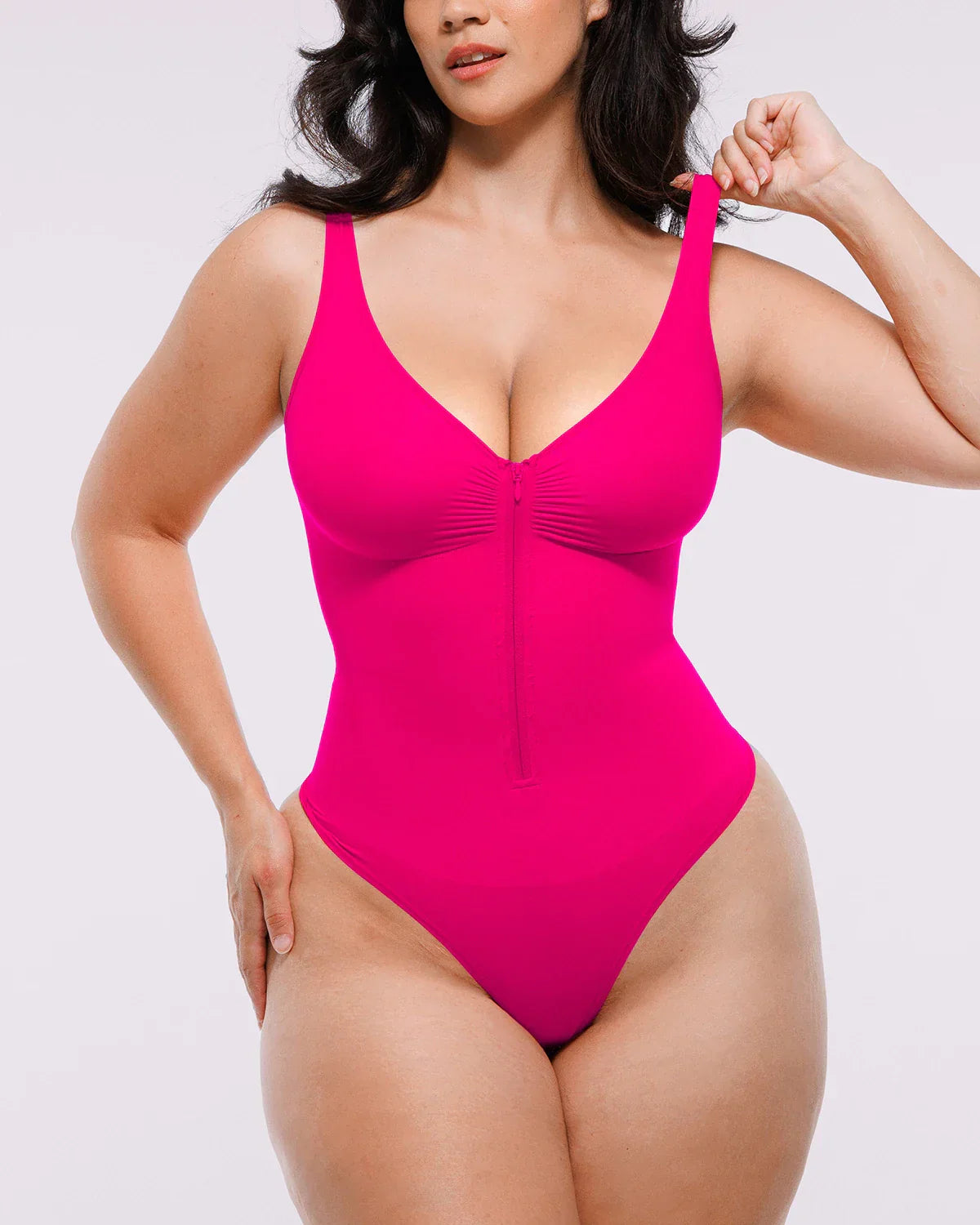 Bare Essentials™ Skin Flow™ Zipper Front Thong Bodysuit