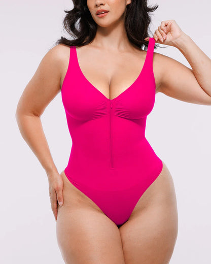 Bare Essentials™ Skin Flow™ Zipper Front Thong Bodysuit