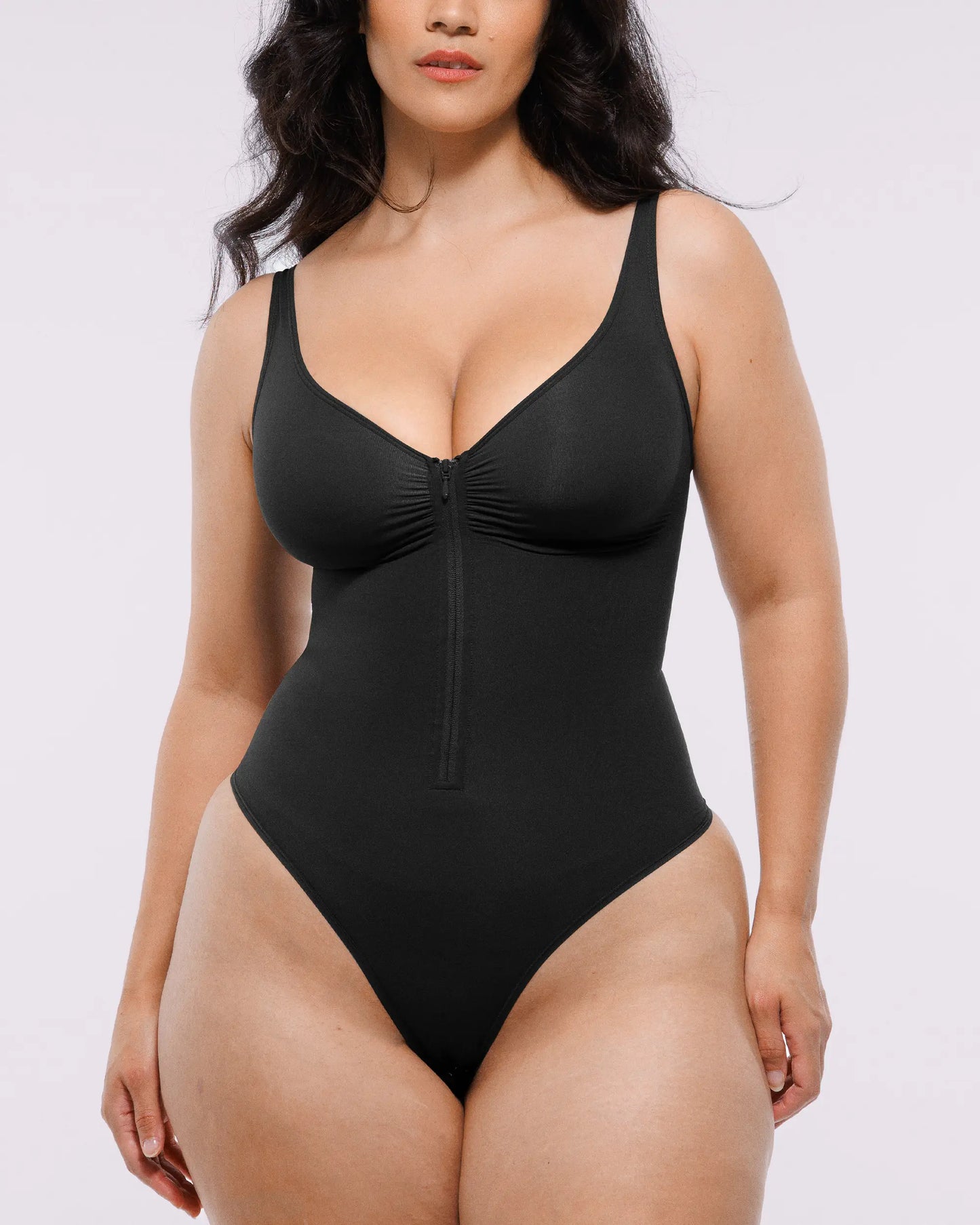 Bare Essentials™ Skin Flow™ Zipper Front Thong Bodysuit