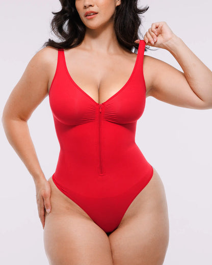 Bare Essentials™ Skin Flow™ Zipper Front Thong Bodysuit