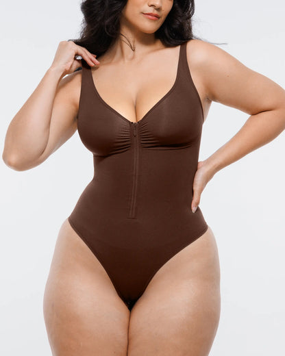 Bare Essentials™ Skin Flow™ Zipper Front Thong Bodysuit