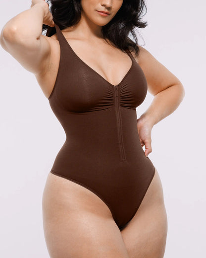 Bare Essentials™ Skin Flow™ Zipper Front Thong Bodysuit