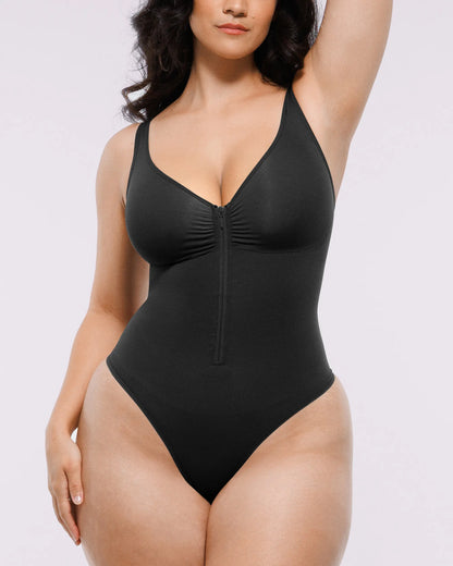 Bare Essentials™ Skin Flow™ Zipper Front Thong Bodysuit
