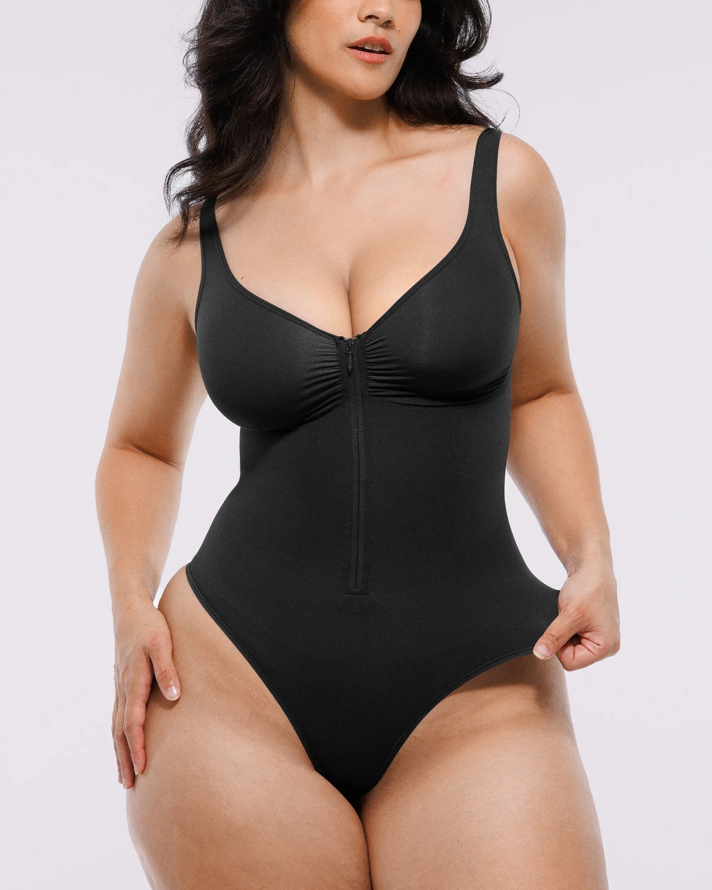 Bare Essentials™ Skin Flow™ Zipper Front Thong Bodysuit