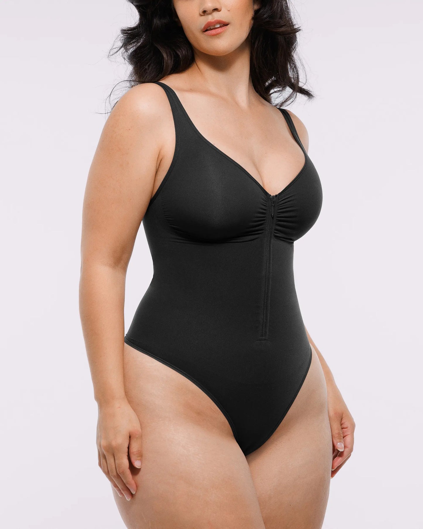 Bare Essentials™ Skin Flow™ Zipper Front Thong Bodysuit