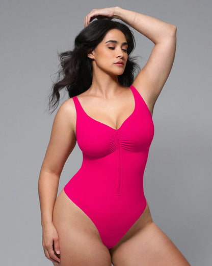 Bare Essentials™ Skin Flow™ Zipper Front Thong Bodysuit