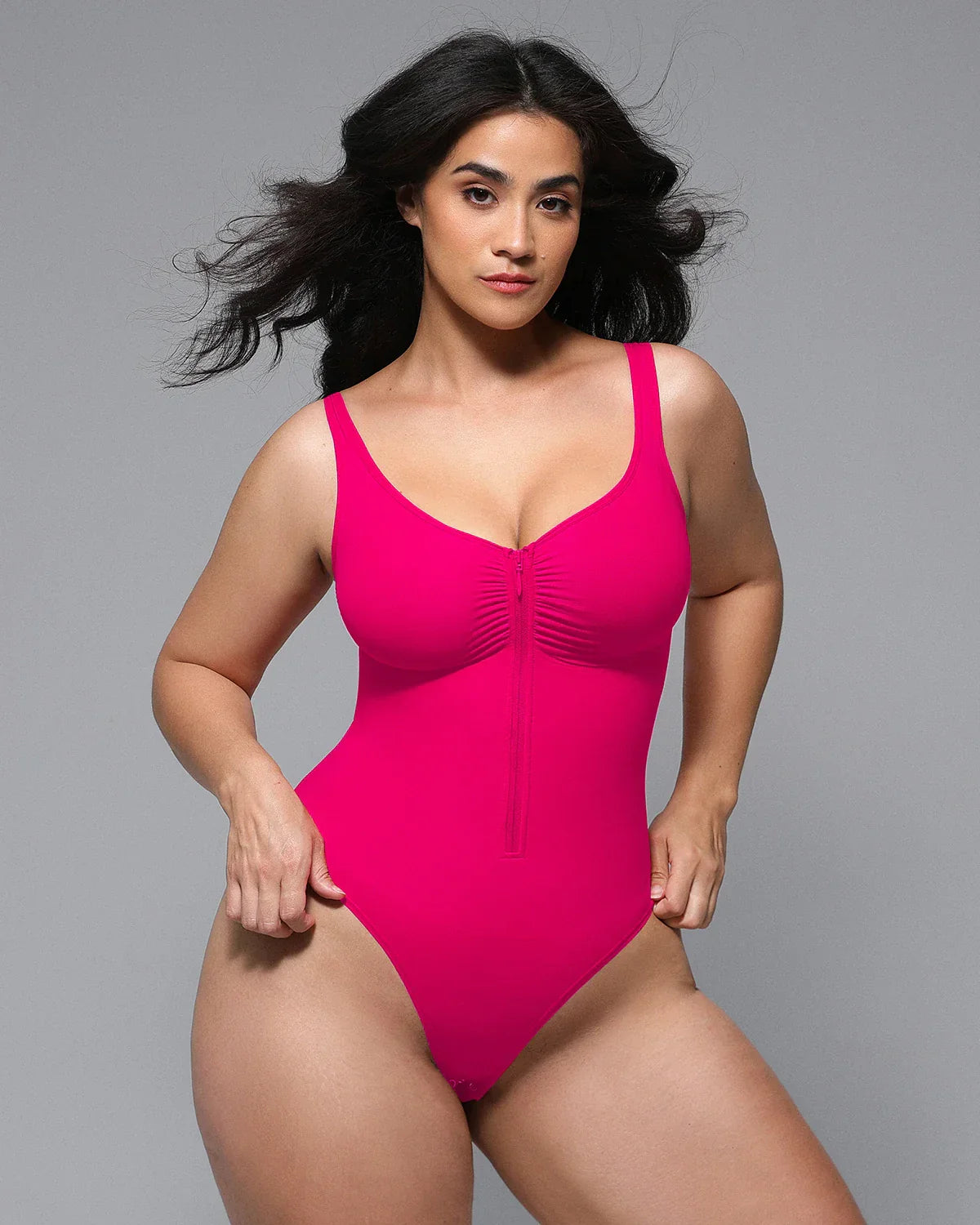 Bare Essentials™ Skin Flow™ Zipper Front Thong Bodysuit