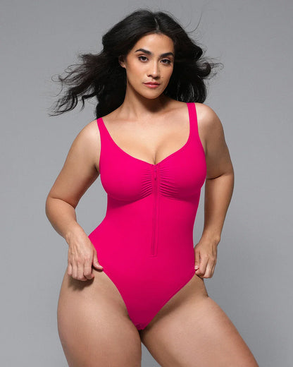 Bare Essentials™ Skin Flow™ Zipper Front Thong Bodysuit
