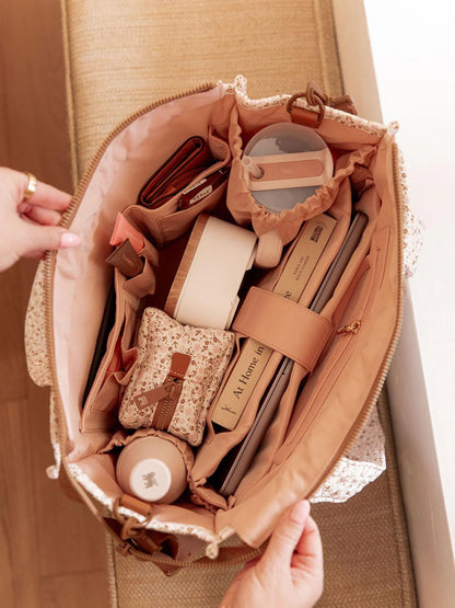 On The Go Tote Brown Floral