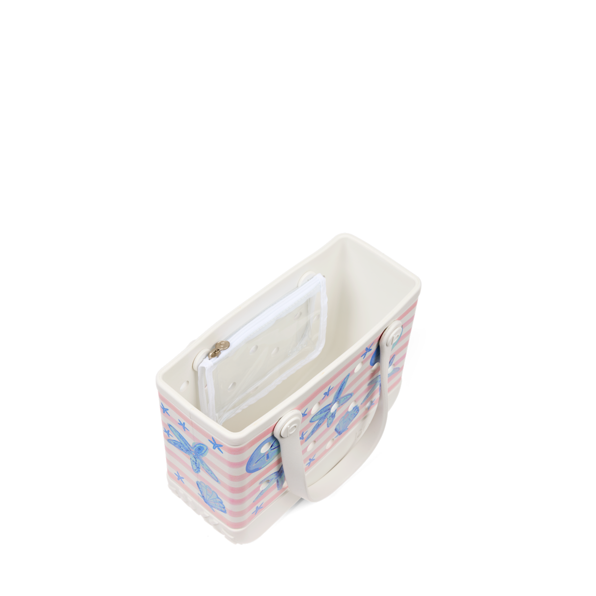 Bitty Bogg Bag - Pink Stripes & Blue Shells