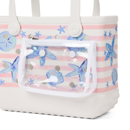 Bitty Bogg Bag - Pink Stripes & Blue Shells